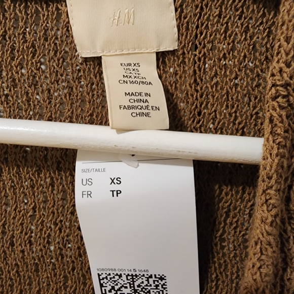 BNWT H&M Crochet Effect Knit Cotton Cardigan, US XS - Picture 5 of 8